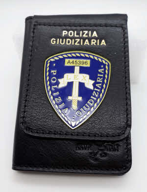 Portafoglio con placca POLIZIA GIUDIZIARIA blu